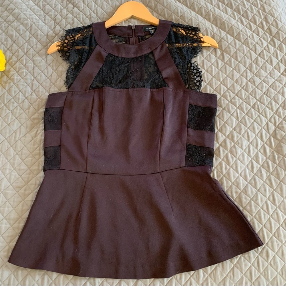 Le Château size small plum and black lace top - Picture 2 of 12